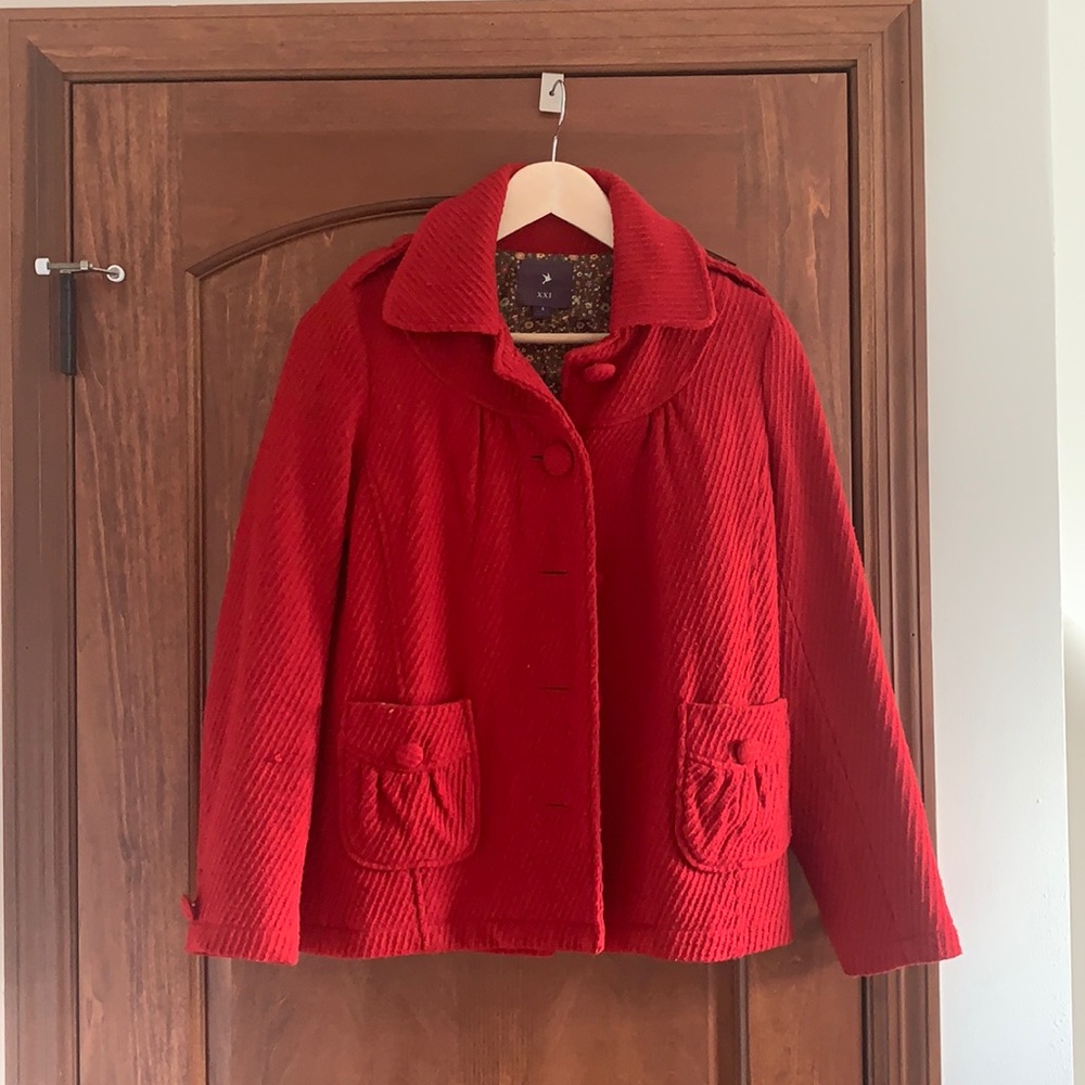 Forever 21 red short peacoat